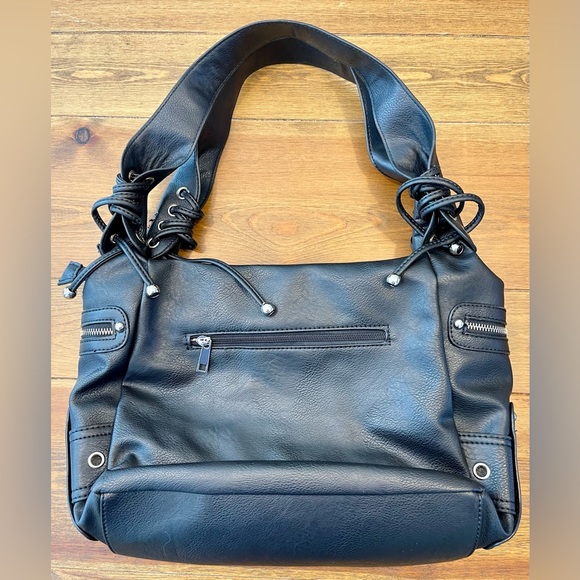 Laurel & Sunset Rockstar Biker Shoulder/Cross Body Bag | Black | Pockets Galore! - Picture 6 of 14